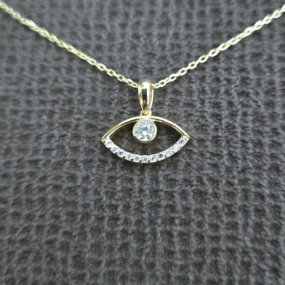Fancy Silver🤍 Evil Eye🧿 Pendant Necklace - Picture 16 of 16